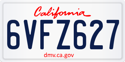 CA license plate 6VFZ627