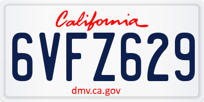 CA license plate 6VFZ629