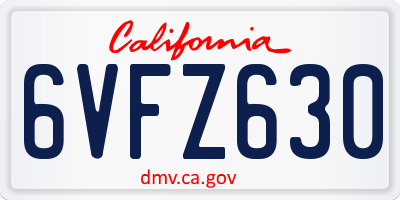 CA license plate 6VFZ630