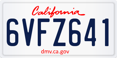 CA license plate 6VFZ641