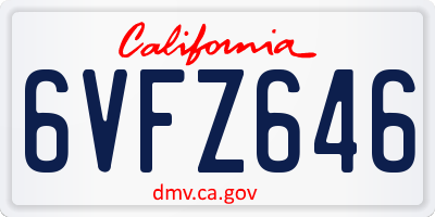 CA license plate 6VFZ646