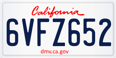 CA license plate 6VFZ652