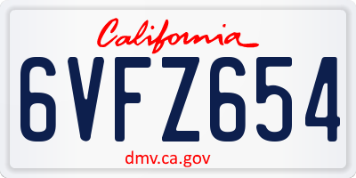 CA license plate 6VFZ654