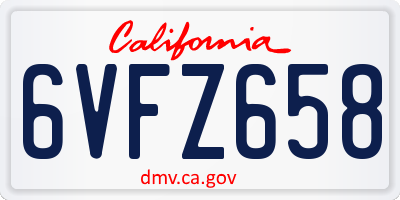 CA license plate 6VFZ658