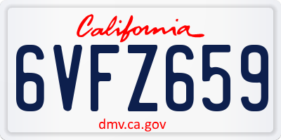 CA license plate 6VFZ659