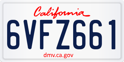 CA license plate 6VFZ661