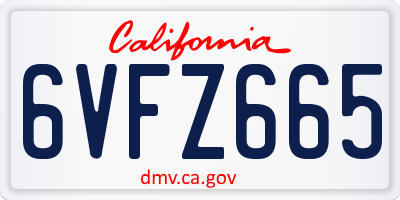 CA license plate 6VFZ665