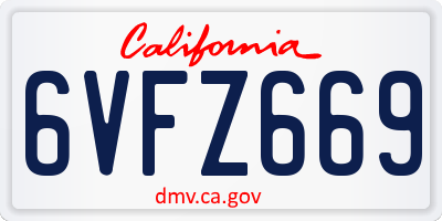 CA license plate 6VFZ669