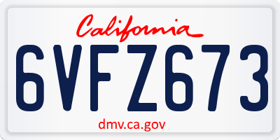 CA license plate 6VFZ673