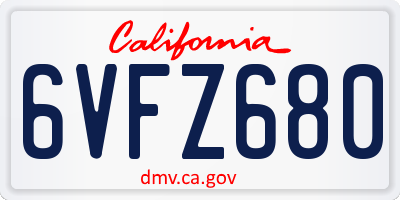 CA license plate 6VFZ680