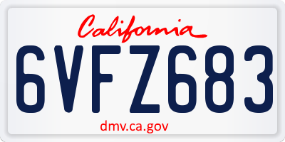 CA license plate 6VFZ683