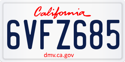 CA license plate 6VFZ685