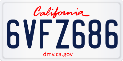 CA license plate 6VFZ686
