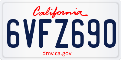 CA license plate 6VFZ690