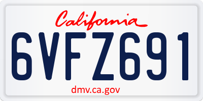 CA license plate 6VFZ691