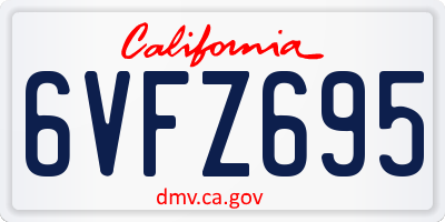 CA license plate 6VFZ695
