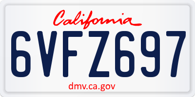 CA license plate 6VFZ697