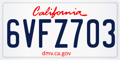 CA license plate 6VFZ703