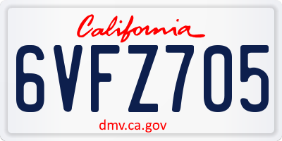 CA license plate 6VFZ705
