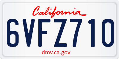 CA license plate 6VFZ710