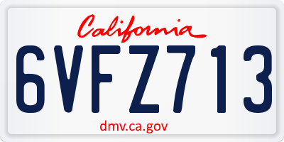 CA license plate 6VFZ713
