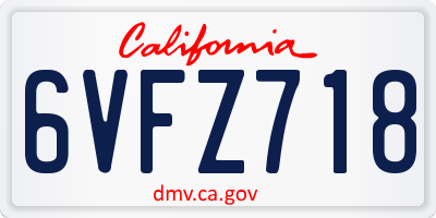 CA license plate 6VFZ718