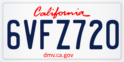 CA license plate 6VFZ720