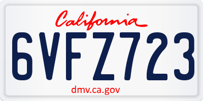 CA license plate 6VFZ723