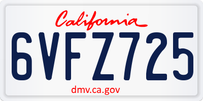CA license plate 6VFZ725