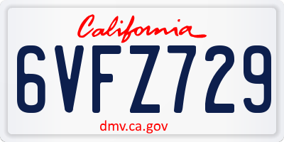 CA license plate 6VFZ729
