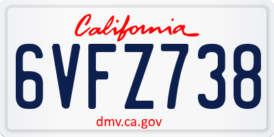 CA license plate 6VFZ738