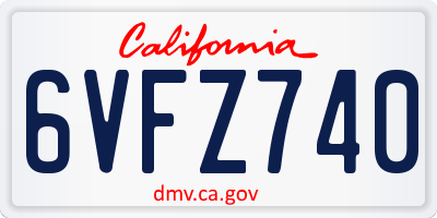 CA license plate 6VFZ740