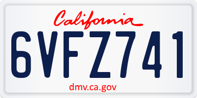 CA license plate 6VFZ741