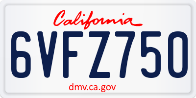 CA license plate 6VFZ750