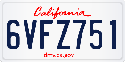 CA license plate 6VFZ751