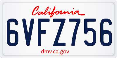 CA license plate 6VFZ756