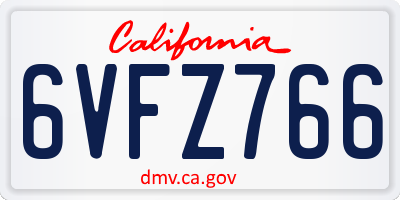 CA license plate 6VFZ766