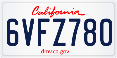 CA license plate 6VFZ780