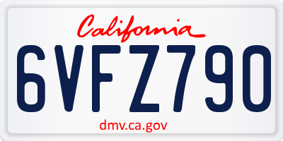 CA license plate 6VFZ790
