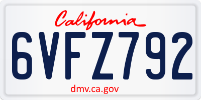 CA license plate 6VFZ792