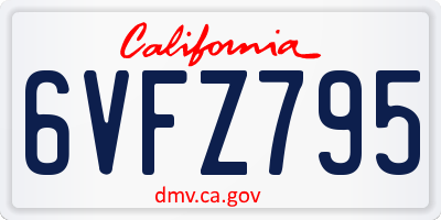 CA license plate 6VFZ795