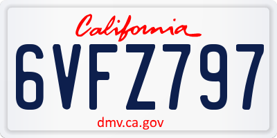 CA license plate 6VFZ797
