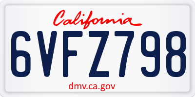CA license plate 6VFZ798
