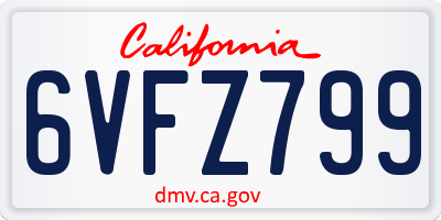 CA license plate 6VFZ799