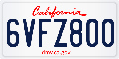 CA license plate 6VFZ800