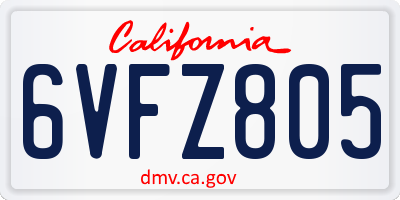CA license plate 6VFZ805