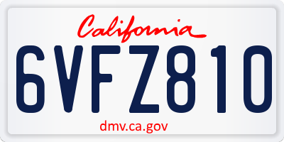 CA license plate 6VFZ810