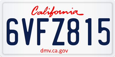 CA license plate 6VFZ815