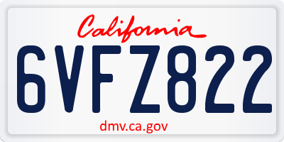 CA license plate 6VFZ822