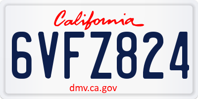 CA license plate 6VFZ824
